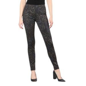 Lisette Women's Size 12 Thinny Skinny Pant High Rise & Waist Leopard Print Black